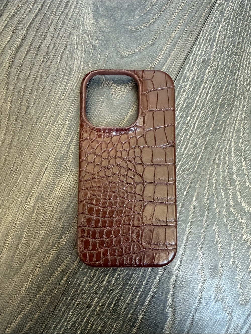 Uniqfind Brown Crocodile-Texture iPhone 16 Pro Phone Case